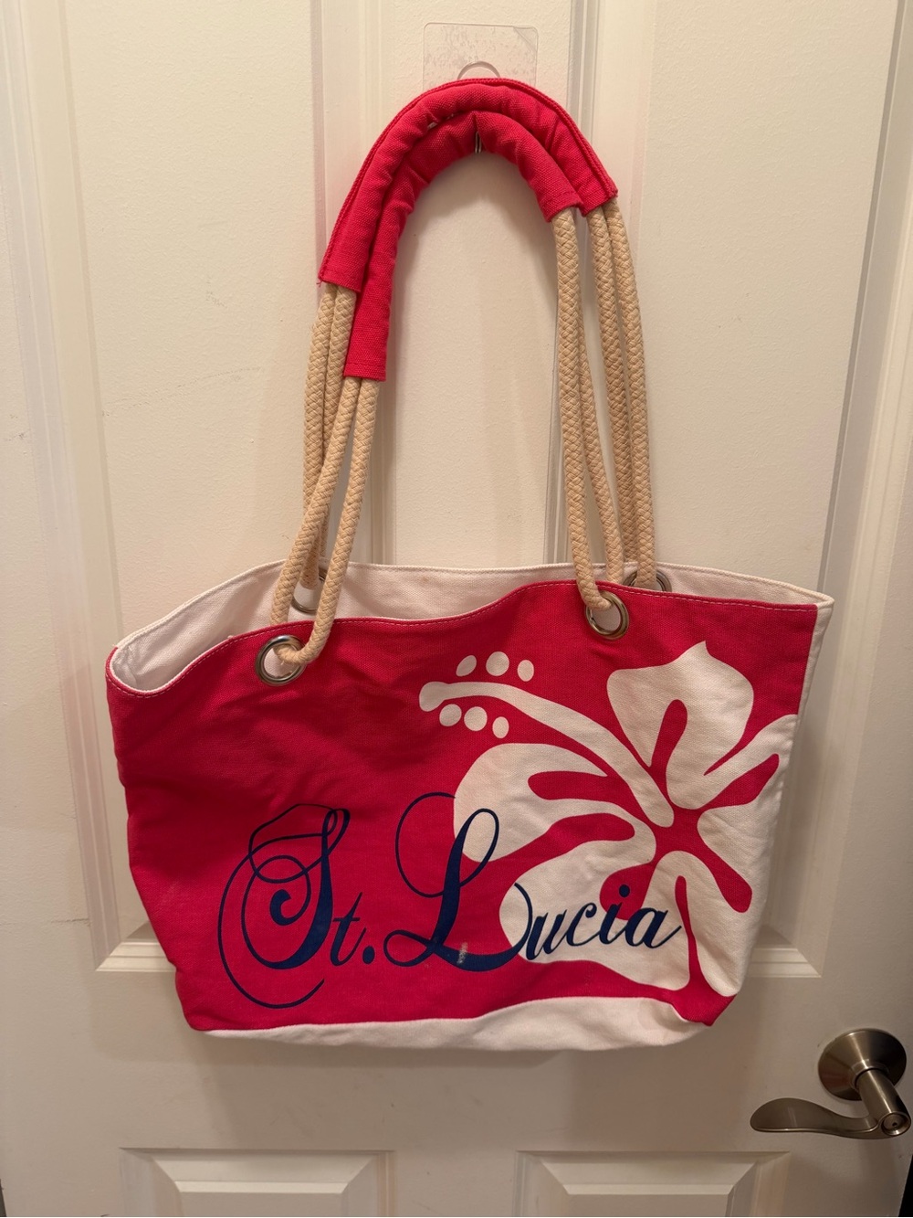 Canvas Tote in Pink and White